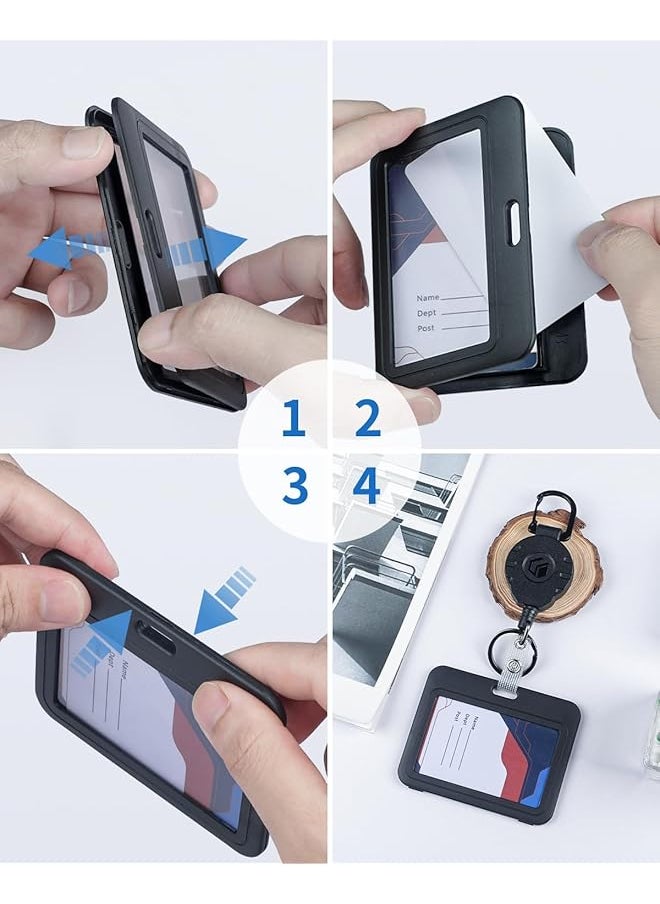erorex 10 Pack Id Badge Holder With Double Sided Windows Horizontal Hard Plastic Case Black Card Protector Pouch For Office School Id Credit Cards Proximity Key Cards Driver'S Licenses And Passes  - Image 5