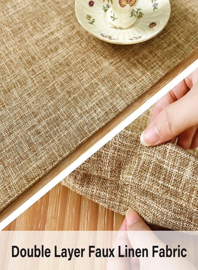 NEWISHER Farmhouse Rustic Faux Linen Table Runner Neutral Coffee Table Runners Double Layer Reversible Rectangle Runners for Daily Use Kitchen Dining Banquet Holiday 13x48 Inch - Image 3