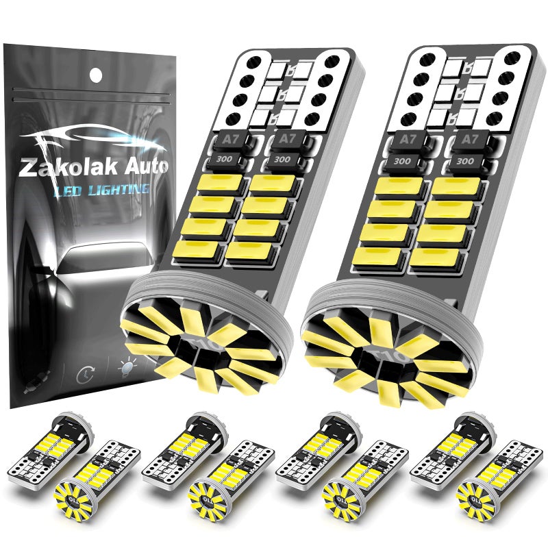 Zakolak 10Pcs 194 T10 168 W5W 2825 LED Bulb, Super Bright LED Car Interior Dome Map Camper RV License Plate Light Bulbs, Upgraded 25-SMD 3014 Chipsets 12V 400LM 6500K Xenon White - Image 1