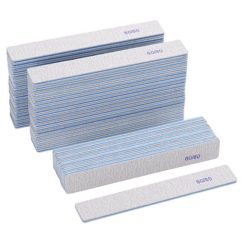 50 Count Rectangle Nail Files for Acrylic Nails 80 Grit Coarse Nail File Reusable Emery Boards Manicure Tools