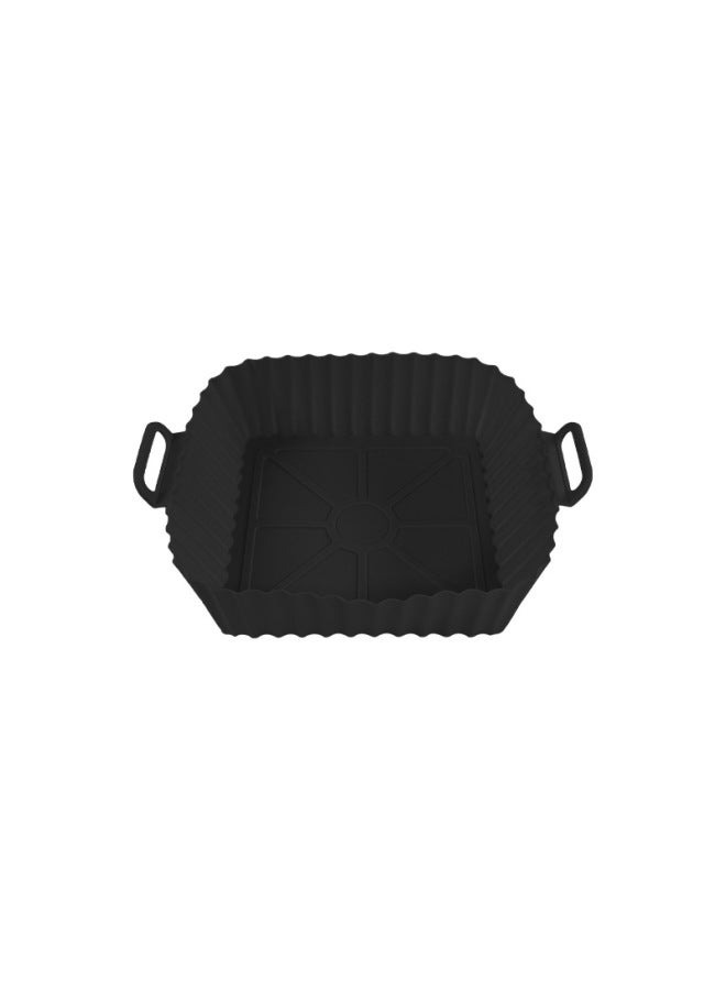 Air Fryer Silicone Pad Tray Baking Tray Multi-functional Easy To Clean Reusable Baking Tray Mat-Specification:Black-Color:Square Three-dimensional Fryer Mat Bag 55g  - Image 1