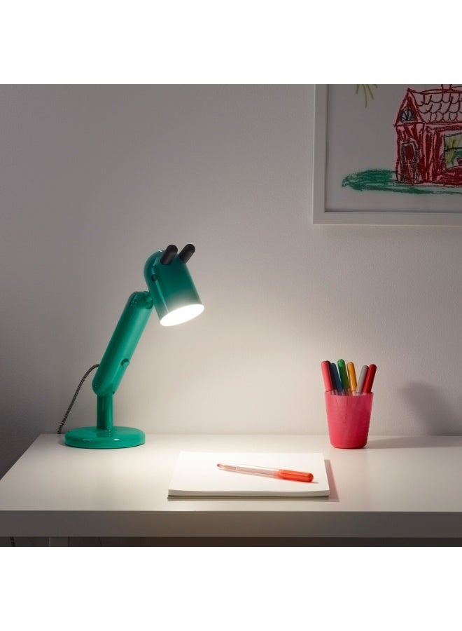 Adjustable LED Desk Work Lamp with Flexible Arm & Shade, Warm White Light for Reading & Crafts - Green - Image 2