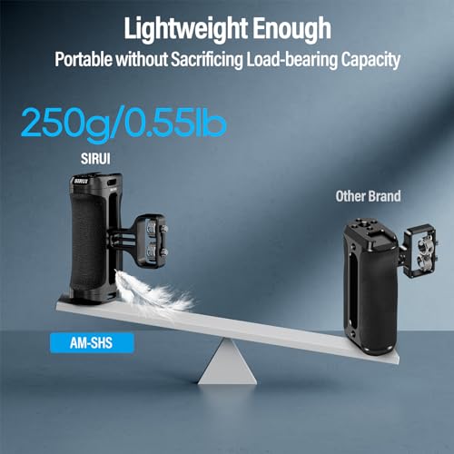 SIRUI Side Handle with Locating Mount for ARRI and Dual 14 Screw Mount Optional Lightweight Camera Handgrip with Cold Shoe Multiple Threads Up and Down Adjustable Side Grip AMSHSPack of 1 - Image 3