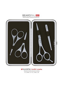 Suvorna Premium Beard & Mustache Scissors Set/Kit With Beard Scissors For Men - Grooming Scissors Men/Facial Hair Scissors/Nose Scissors - Eyebrow Scissors - Slant Tweezers (4 Pcs Green)  - Image 2
