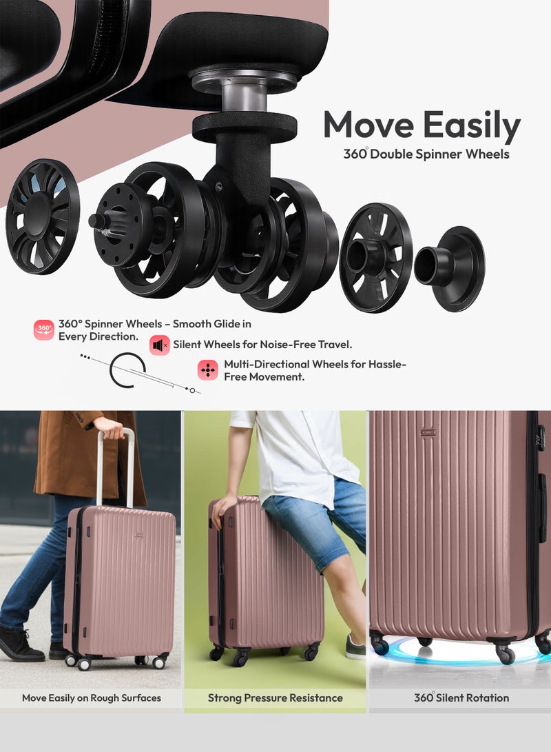 ستارجولد مجموعة حقائب سفر بعجلات دوارة وجوانب صلبة مكونة من 4 قطع مع قفل أرقام - Image 3