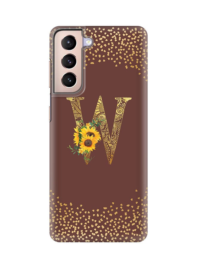 Stylizedd Monogram Slim Cover for Samsung Galaxy S21 Plus 5G Case Custom Initials Letter Floral Pattern Snap Series Mobile Cover Matte Alphabet  - W (Brown) - Image 1