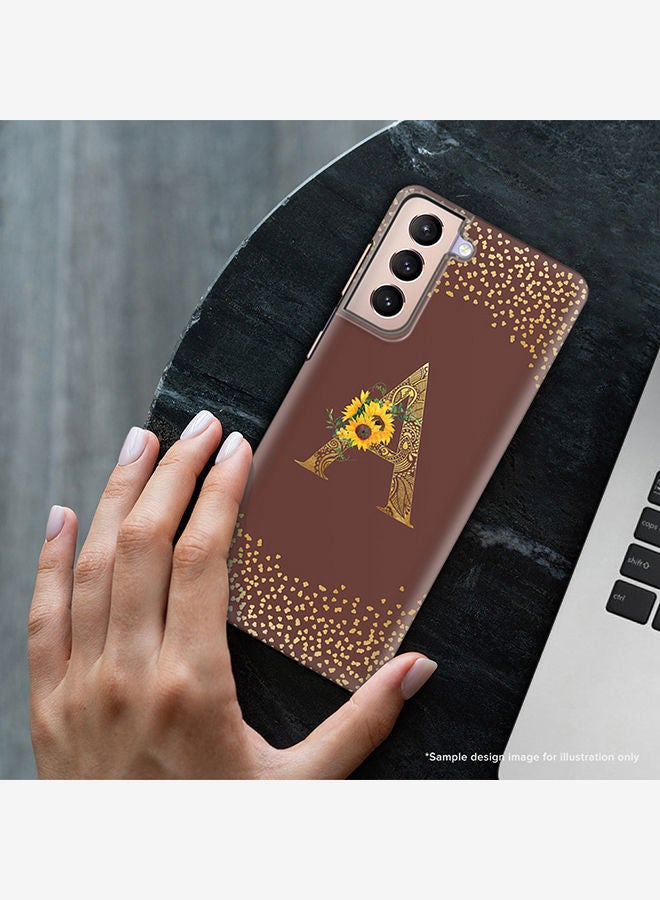 Stylizedd Monogram Slim Cover for Samsung Galaxy S21 Plus 5G Case Custom Initials Letter Floral Pattern Snap Series Mobile Cover Matte Alphabet  - W (Brown) - Image 2
