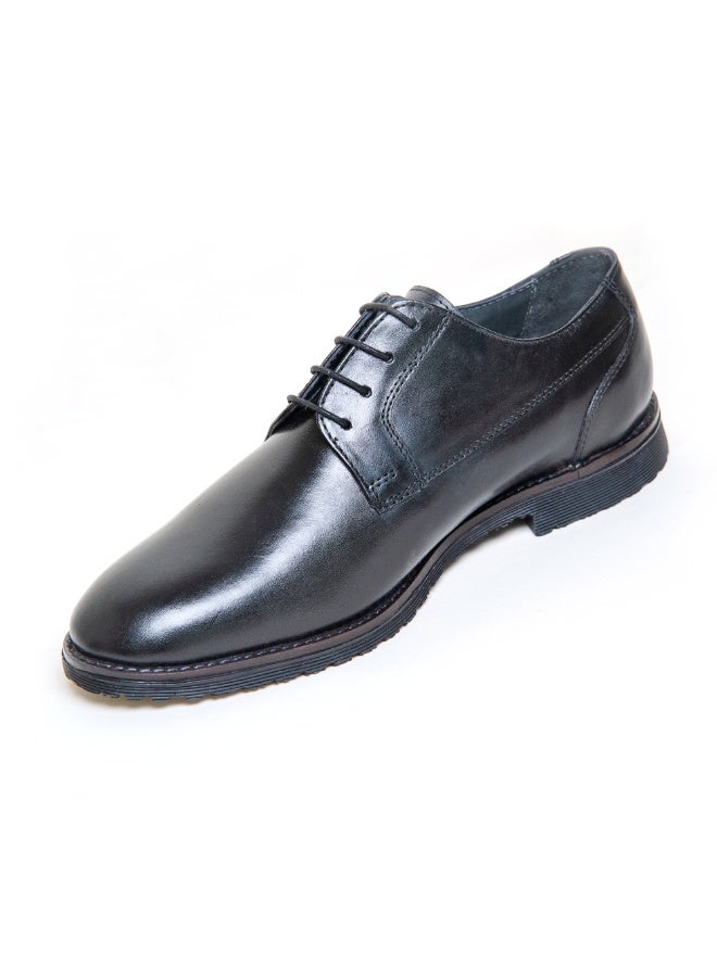 Mont Hawk Men’s Genuine Leather Derby Shoes – Classic Lace-Up Formal Dress Shoes with Cushioned Comfort Sole & Breathable Lining – Business Office & Smart Casual Footwear (Black) - Image 1