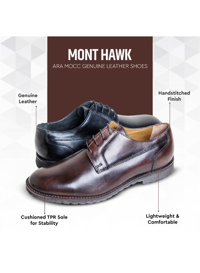 Mont Hawk Men’s Genuine Leather Derby Shoes – Classic Lace-Up Formal Dress Shoes with Cushioned Comfort Sole & Breathable Lining – Business Office & Smart Casual Footwear (Black) - Image 2