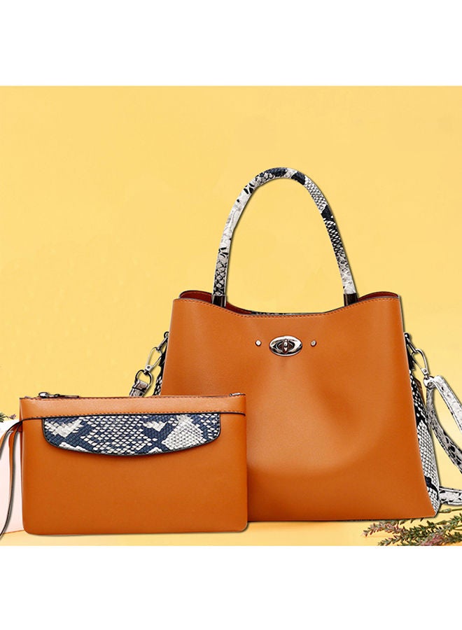 NIBEMINENT 2 Piece Snakeskin Pattern Handbag Set Orange  - Image 5
