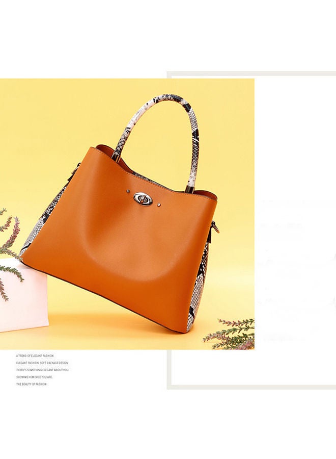 NIBEMINENT 2 Piece Snakeskin Pattern Handbag Set Orange  - Image 2