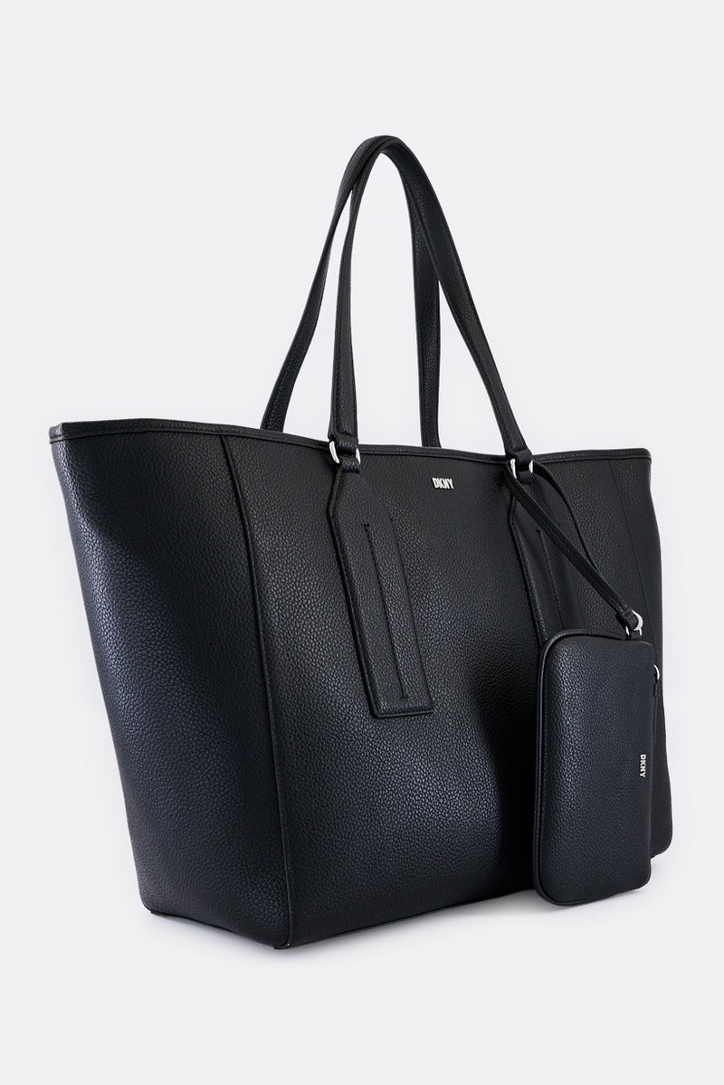 DKNY Women Hardware Logo Tote Bag With Pouch, Black - Image 2