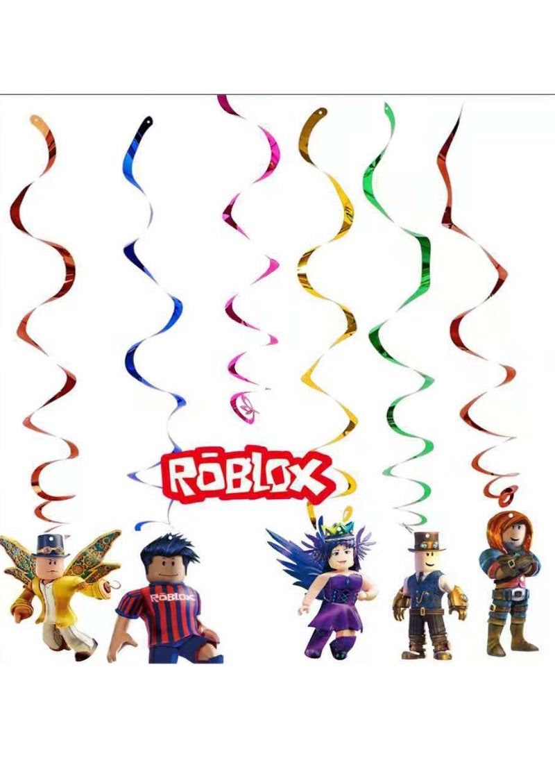 لوازم الحفلات والديكورات لموضوع لعبة الصندوق الرملي روبلوكس مع أعواد تزيين الكب كيك، لافتة عيد ميلاد سعيد، بالونات - Image 5