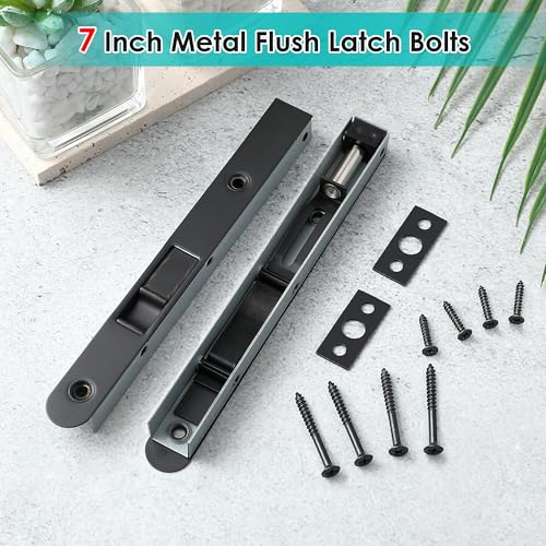 Ceoighe 2 Pack 7 Inch Flush Bolt for Double Door, Heavy Duty Chrome Plating Flush Latch Bolts, French Lock for Opening and Composite Wood Double Dummy Door (Oil Rubbed Bronze) - Image 4