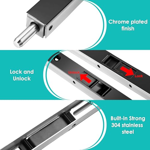 Ceoighe 2 Pack 7 Inch Flush Bolt for Double Door, Heavy Duty Chrome Plating Flush Latch Bolts, French Lock for Opening and Composite Wood Double Dummy Door (Oil Rubbed Bronze) - Image 3