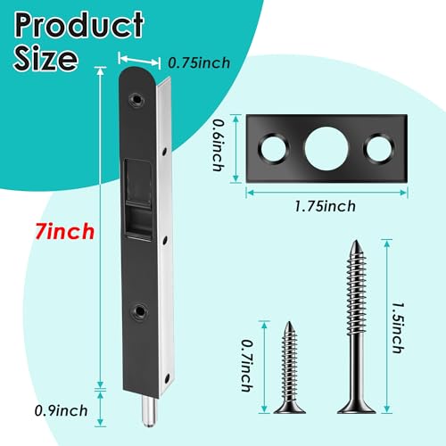 Ceoighe 2 Pack 7 Inch Flush Bolt for Double Door, Heavy Duty Chrome Plating Flush Latch Bolts, French Lock for Opening and Composite Wood Double Dummy Door (Oil Rubbed Bronze) - Image 5