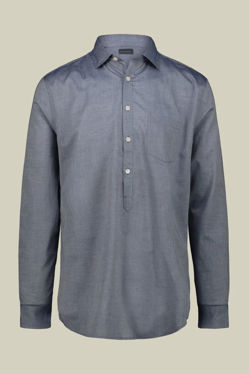 دوبل غانغر Men's concealed button down casual shirt - Indigo