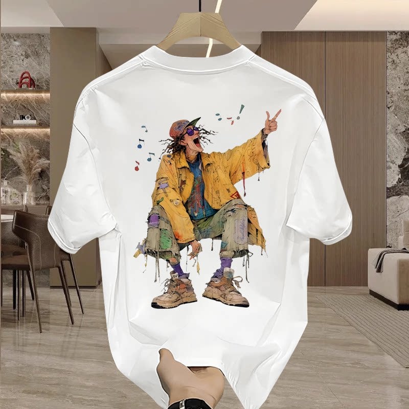 تي شيرت صيفي قصير الأكمام للرجال بتصميم أمريكي أنيق وعصري من القطن الخالص، ثقيل وفاخر - Image 2