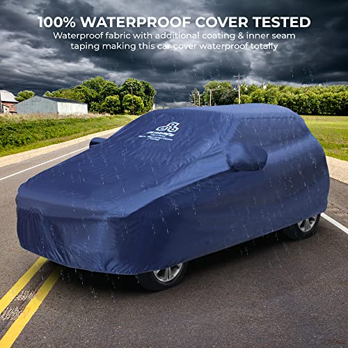 Autofy Cape 100% Waterproof (Tested) Car Body Cover for Kia Seltos [Year 2019 Onwards] with Elastic Bottom & 3 Belts Protection & Mirror Pockets & Paint Protection Layer Inside (Blue) - Image 2