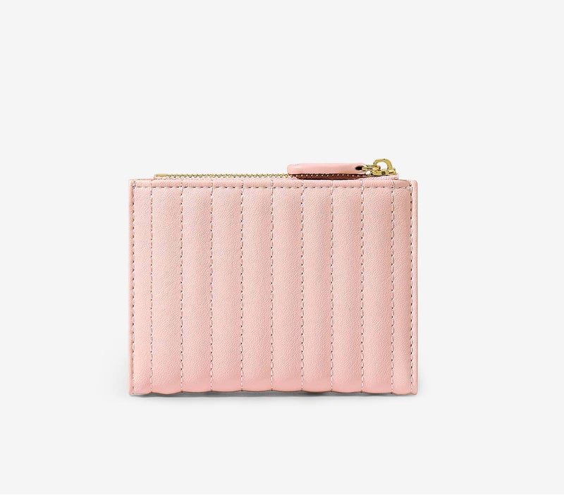 kuifang Girls Cute flowers Print Wallet, Small Tri-folded Aesthetic Wallet, PU Leather Purse Cash Pocket Card Holder ID Window Purse for Women(Pink) - Image 3