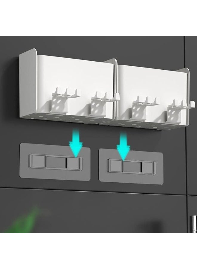 IBAMA IBAMA 2 Cups Wall Mounted Toothbrush Holder Set, Bathroom Toothbrush Holder with 3 Classification Storage Compartments - Storage Rack Bathroom Accessories - Image 3