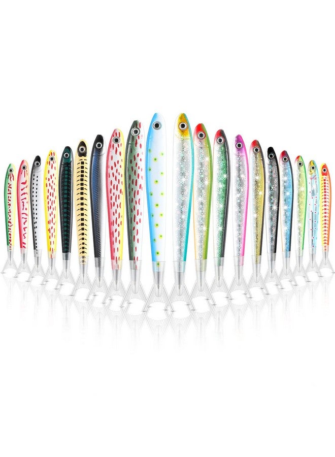 Meanplan 20 Pack Fish Pen Fishing Party Favors Decorations Ballpoint Pens Creative Glitter Pen Cute Fish Gifts for Kids Adults School Office Student Birthday Fish Themed Party Decor(Cute Style) - Image 1