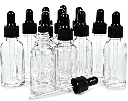 Vivaplex, 12, Clear, 1 oz Glass Bottles, with Glass Eye Droppers - Image 1