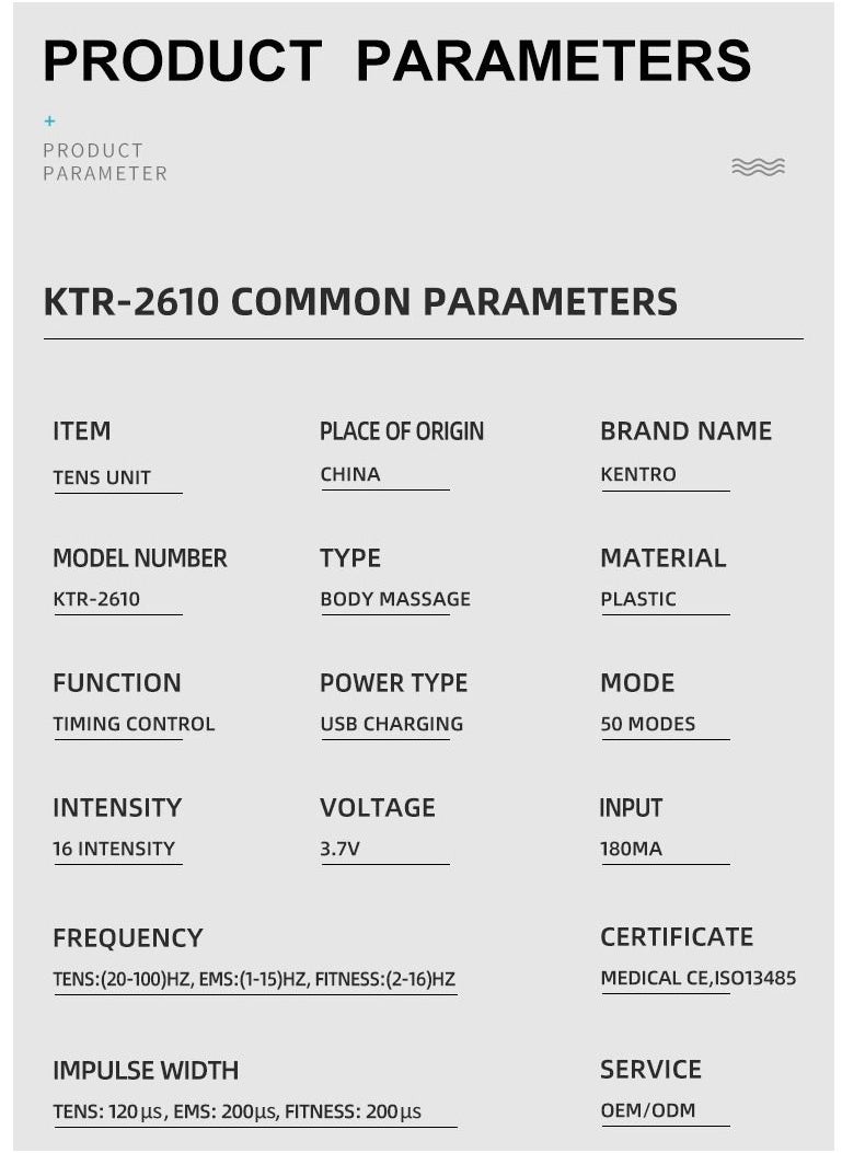 Kentro - Kentro TENS, EMS and Fitness 3 in 1 Multi-Function Physiotherapy Device for Pain Relief - KTR-2610 - Image 1