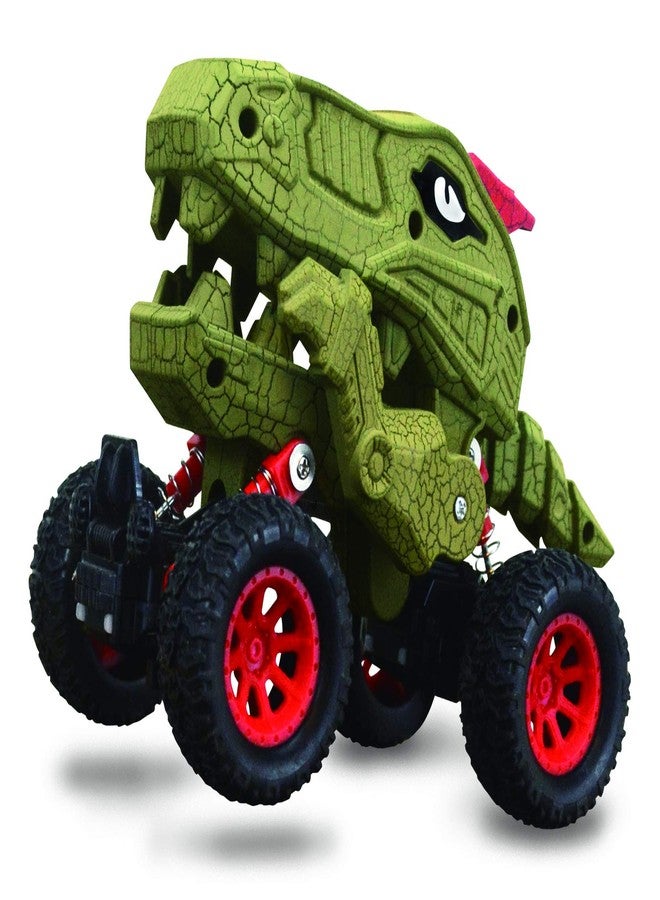 Aeromax Dino-Faur Pull Back Dinosaur Truck, Green with Red Accent - Image 1