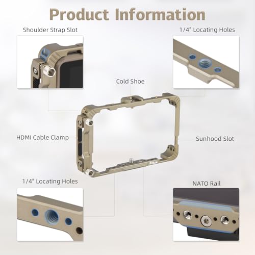 Nitze Cage Kit for Atomos Ninja/Ninja V/Ninja V+ / Ninja Ultra/Zato Connect/Shinobi Monitor, with HDMI Cable Clamp and PU Leather Sunhood - JT-A05B - Image 3