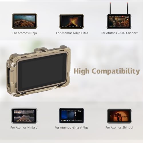 Nitze Cage Kit for Atomos Ninja/Ninja V/Ninja V+ / Ninja Ultra/Zato Connect/Shinobi Monitor, with HDMI Cable Clamp and PU Leather Sunhood - JT-A05B - Image 2