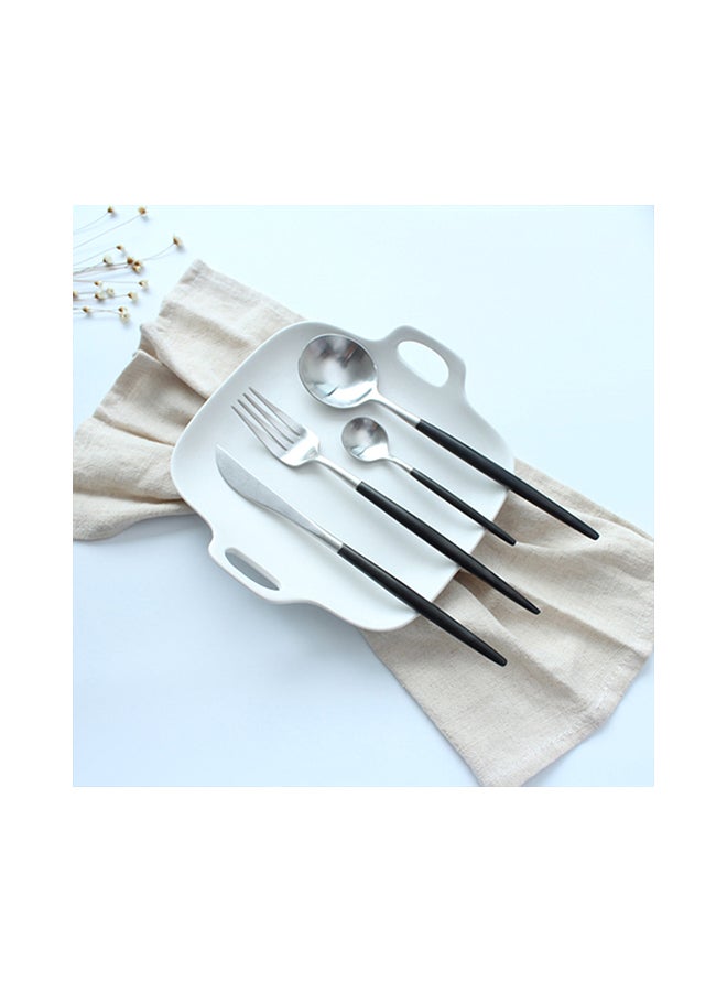 4-Piece Dinner Flatware Cutlery Set Silver/Black - Image 3