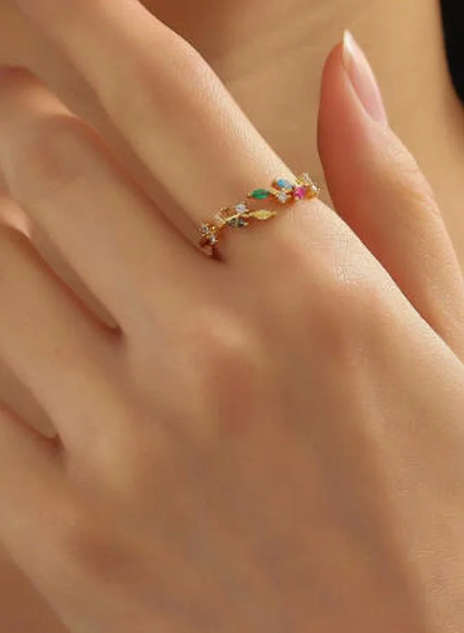 Gemstone Leaf Ring