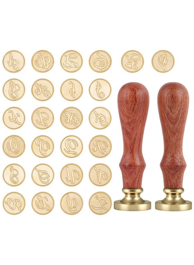 Yoption Alphabet Initials Wax Seal Stamp Gift Box Kit, Vintage 26 Letters Az Sealing Stamps With 2Pcs Wooden Wax Stamp Handles - Image 2