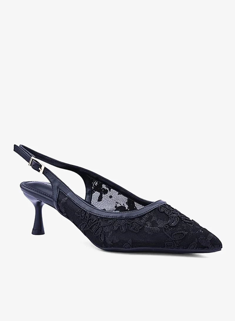 IconStyle Lace Embroidered Slingback Heels