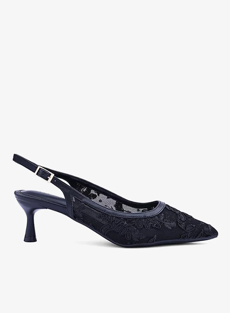IconStyle Lace Embroidered Slingback Heels