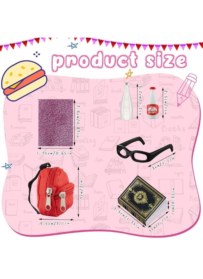 Zhanmai 17 Pcs Mini Stuff Mini School Supplies Doll School Supplies Miniature Doll House Accessories Mini School Supplies for Dolls Miniature Food Toy Set Hamburger Fries Juice Fast Food Set Pretend Play Toys  - Image 5