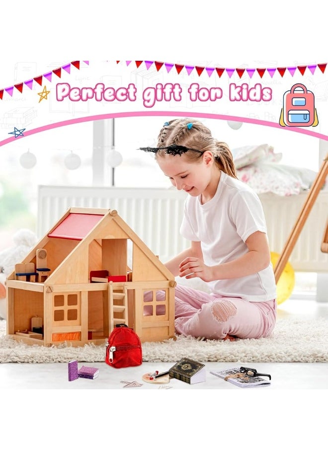 Zhanmai 17 Pcs Mini Stuff Mini School Supplies Doll School Supplies Miniature Doll House Accessories Mini School Supplies for Dolls Miniature Food Toy Set Hamburger Fries Juice Fast Food Set Pretend Play Toys  - Image 4