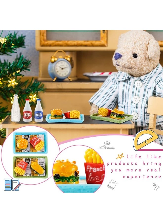 Zhanmai 17 Pcs Mini Stuff Mini School Supplies Doll School Supplies Miniature Doll House Accessories Mini School Supplies for Dolls Miniature Food Toy Set Hamburger Fries Juice Fast Food Set Pretend Play Toys  - Image 3