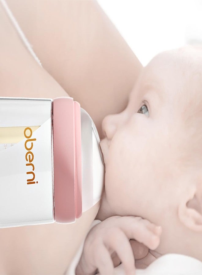 Oberni Baby Bottles with Slow Off-Centered Nipple for 0+ Months, Anti Colic Newborn Milk Feeding Bottle, 150ml/5oz/Pink/3Pack - Image 4
