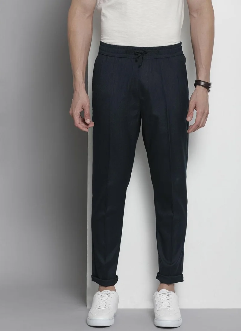 ذا انديان كراج كو Men Regular Fit Self Design Mid-Rise Stretchable Jogger Trousers