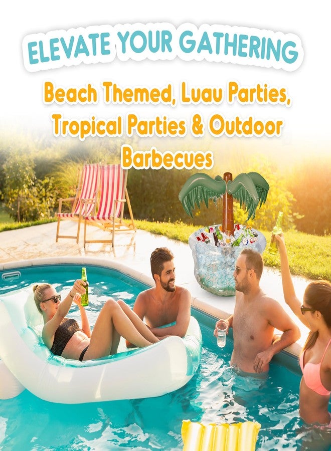 Playbees مبرد شجرة نخيل قابل للنفخ من بلاي بيز، مقاس 28 بوصة - مبرد شجرة نخيل قابل للنفخ للحفلات، بطابع شاطئي استوائي هاواي، ديكورات حفلات صيفية على حمام السباحة - لوازم حفلات خارجية - أعياد ميلاد للأطفال والبالغين - Image 4