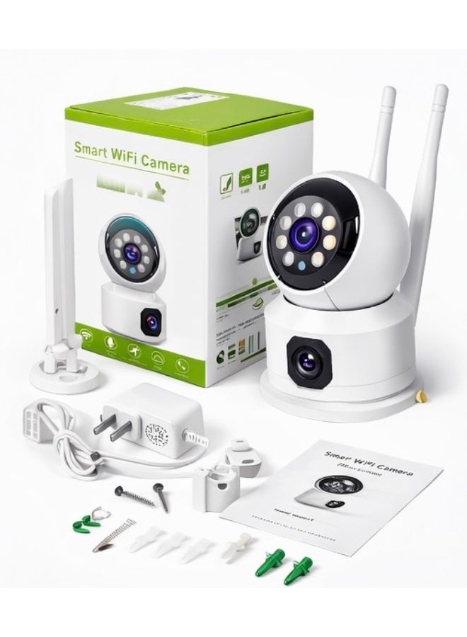 HONTON 3MP HD Smart WiFi Camera Dual Lens V380 Pro – 360° PTZ Indoor Security Camera with Night Vision, Two-Way Audio, Motion Detection & Cloud Storage – White - Image 3