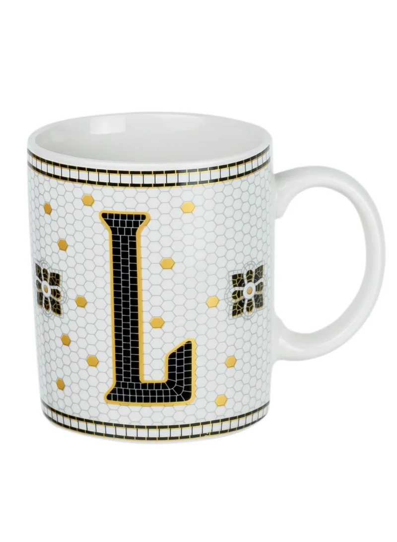 Cuisine Art Cuisine Art Letter L Printed Porcelain Ceramic Tea Coffee Mug 300ml - Stylish and Durable Mug for Hot Beverages