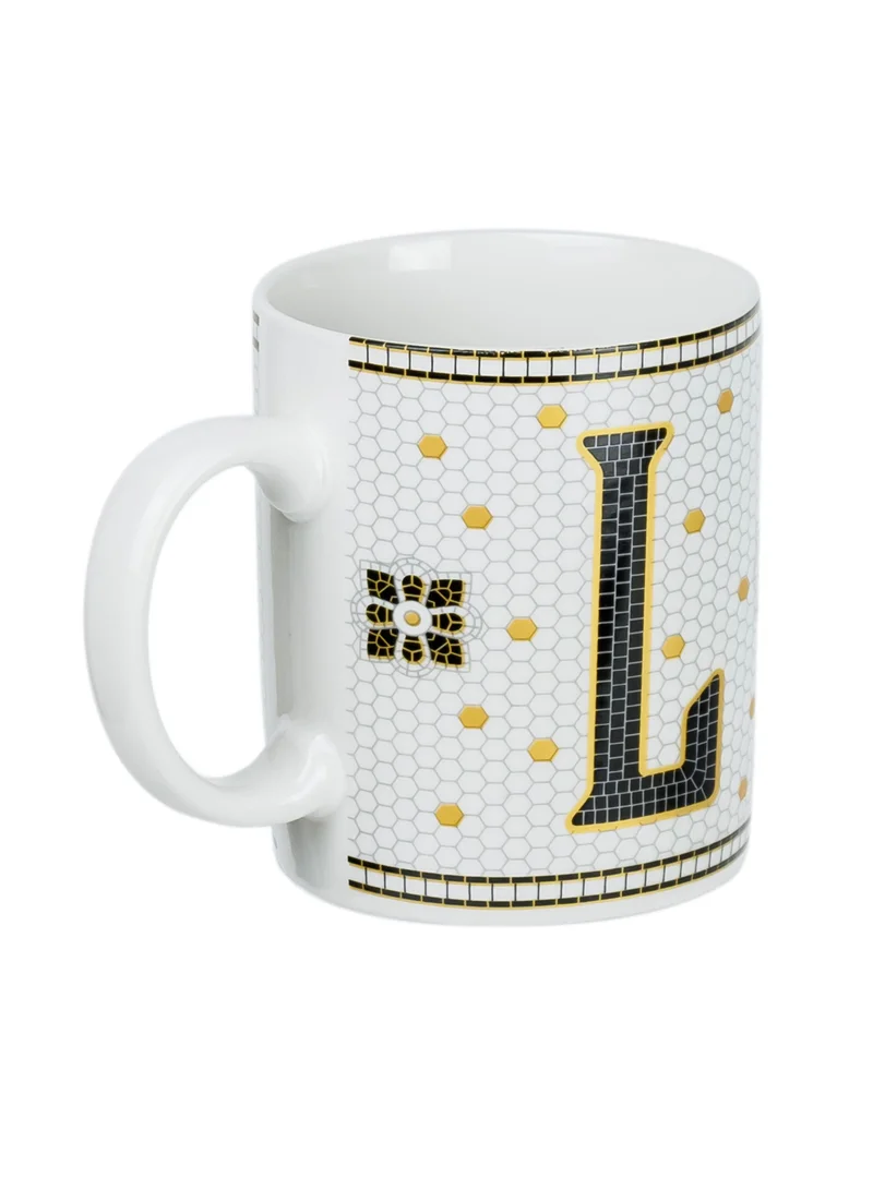 Cuisine Art Cuisine Art Letter L Printed Porcelain Ceramic Tea Coffee Mug 300ml - Stylish and Durable Mug for Hot Beverages