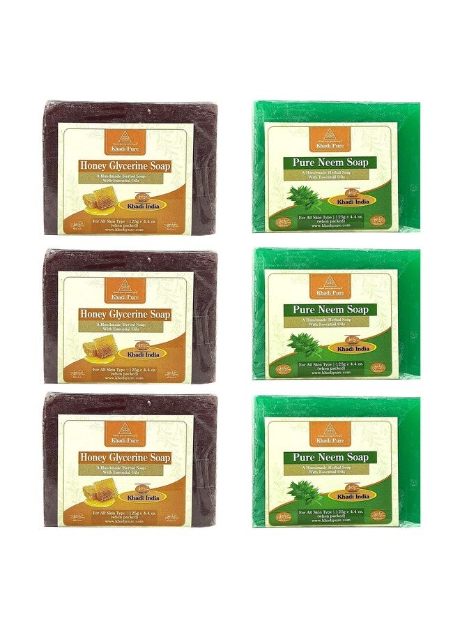 Khadi Pure Honey Glycerin & Neem Soap, 125 Ml (Pack Of 6) - Image 1
