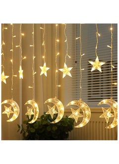 Vitacelli Ramadan Crescent Moon Star Curtain LED Fairy Lights Yellow 2.5meter  - Image 1