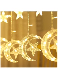 Vitacelli Ramadan Crescent Moon Star Curtain LED Fairy Lights Yellow 2.5meter  - Image 2