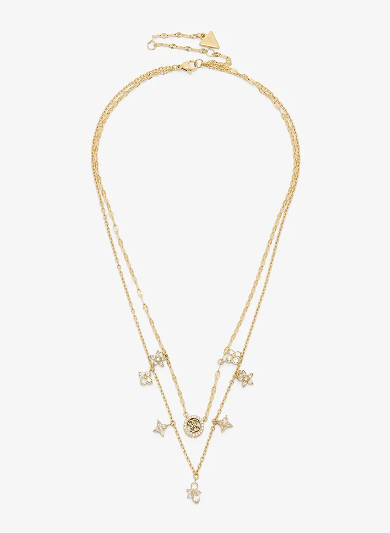 GUESS Two Rows Flowers Layered Necklace