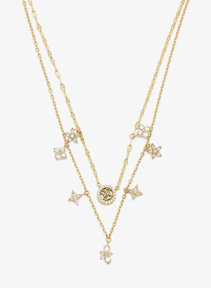 GUESS Two Rows Flowers Layered Necklace
